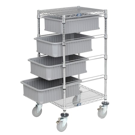 Global Industrial Wire Cart With 4 6H Gray Grid Containers 21 x 24 x 45 269027GY